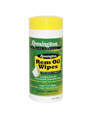 Remington Rem Oil Wipes, 60 Count, Pop Up Canister