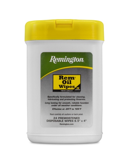 Remington Rem-Oil, Gun Cleaning Wipes, 7" X 8" Wipes, 24 Pack, Pop Up Canister