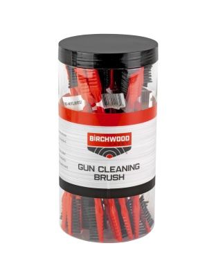 Birchwood Casey Dual End Cleaning Brushes, Double End Nylon, Ergonomic Handle Design, Red, 25 Pieces