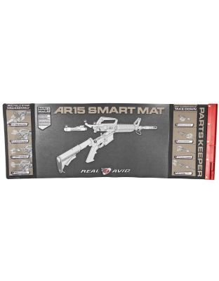 Real Avid Mat, Smart AR15 Cleaning Mat, Parts Keeper Tray, Magnetic Compartment, Oil/Solvent Resistant Coating, 43" X 16"
