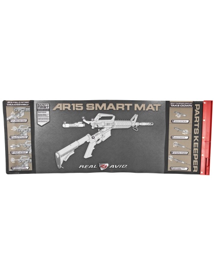Real Avid Mat, Smart AR15 Cleaning Mat, Parts Keeper Tray, Magnetic Compartment, Oil/Solvent Resistant Coating, 43" X 16"