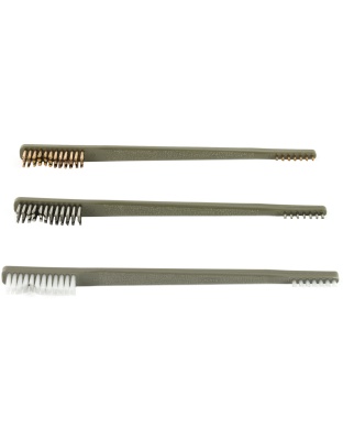 Otis Technology All Purpose Brush, 3 Each- Nylon, Stainless Steel, Bronze,  9 Brushes Total