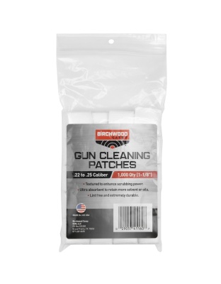 Birchwood Casey Cleaning Patches, 1 1/8", .22-.25 Caliber, 1,000 Patches