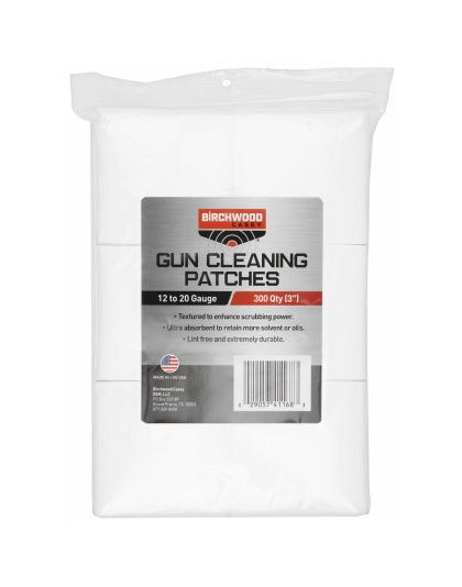 Birchwood Casey Cleaning Patches, 3", 12-20 Gauge, 300 Patches