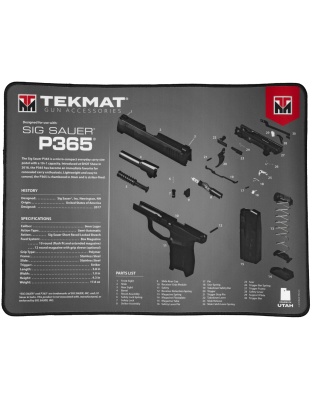 TekMat Ultra Mat, Sig Sauer P365, Cleaning Mat, Thermoplastic Surface Protects Gun From Scratching, 1/4" Thick, 15"X20", Tube Packaging, Black