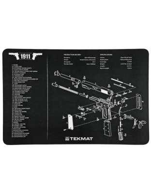 TekMat 1911 Pistol Mat, 11"x17", Includes Small Microfiber TekTowel, Black, Packed In Tube