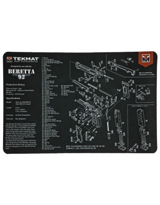 TekMat Beretta 92 Pistol Mat, 11"x17", Black, Includes Small Microfiber TekTowel, Packed in Tube
