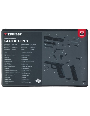 TekMat Original Mat, Glock Gen 3, Cleaning Mat, Thermoplastic Surface Protects Gun From Scratching, 1/8" Thick, 11"x17", Tube Packaging, Black