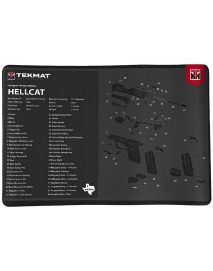 TekMat Original Mat, Springfield Hellcat, Cleaning Mat, Thermoplastic Surface Protects Gun From Scratching, 1/8" Thick, 11"x17", Tube Packaging, Black