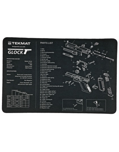 TekMat Pistol Mat, Glock, 11"x17", Black, Includes Small Microfiber TekTowel, Packed in Tube