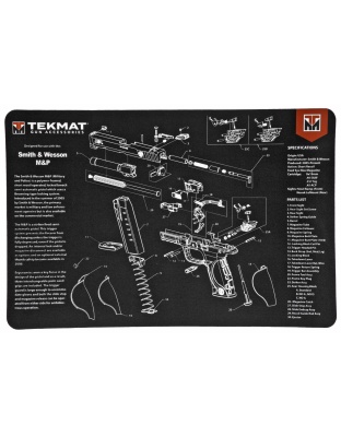 TekMat S&W M&P Pistol Mat, 11"x17", Black, Includes Small Microfiber TekTowel, Packed In Tube