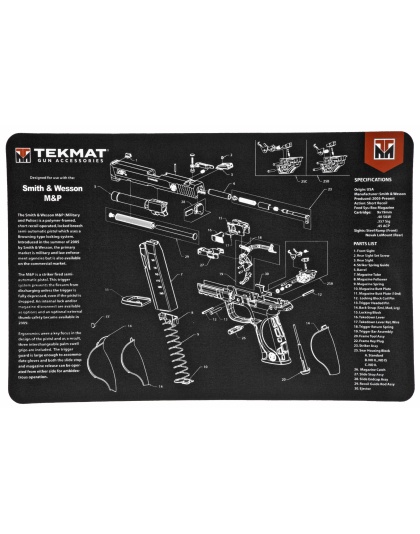 TekMat S&W M&P Pistol Mat, 11"x17", Black, Includes Small Microfiber TekTowel, Packed In Tube