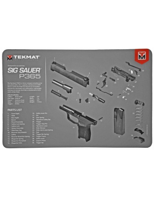 TekMat Sig P365 Pistol Mat, 11"x17", Black, Includes Small Microfiber TekTowel, Packed in Tube