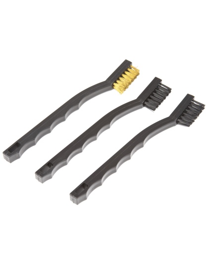 Remington Brush Set, 3 Piece - (1) Bronze Bristle, (2) Nylon Bristle, Gray Plastic Handle