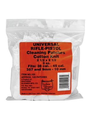 Southern Bloomer Cotton Patch, 2.5"X2.5" For Universal Gun Cleaning, 125 Per Bag