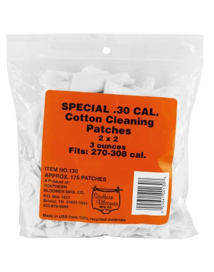 Southern Bloomer Cotton Patch, 2"X2" For 30 Caliber, 130 Per Bag
