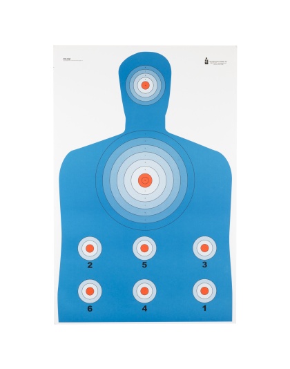 Action Target PR-CQ1, High Visibility Fluorescent Target, Modified B-27 Target, Black/Blue/Red, 23"x35", 100 Per Box