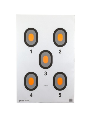 Action Target Bulls-Eye, Five Bullseye Target w/Orange Center, 100 Per Box