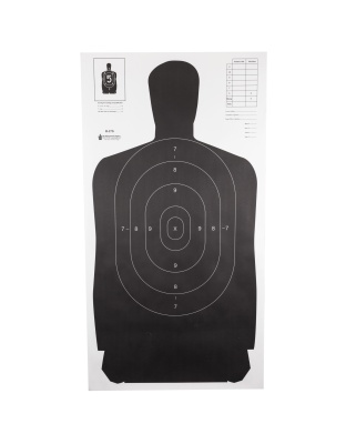 Action Target B-27S Standard Target, Full Size Black Silhouette, 24"x45", 100 Per Box