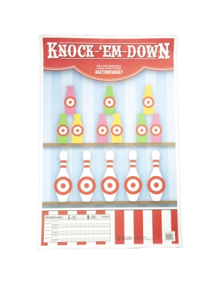 Action Target Knock-'Em-Down Target, Multi Color, 23"x35", 100 Per Box