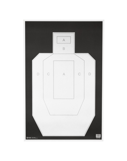 Action Target IPSC/PBKB, Unofficial IPSC Practice Target, High Visibility Black Background On White Paper, 23"x35", 100 Per Box