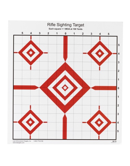 Action Target SI-13, Advanced Rifle Sighting Target, 1.047 Inch Grid Pattern, Black/Red, 14"x15", 100 Per Box
