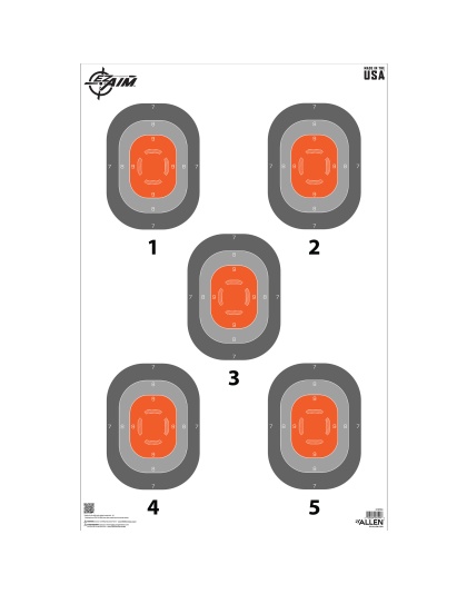 Allen Company EZ AIM 5-Spot, Paper Targets, 23x35", 50 Pack, Orange and Gray