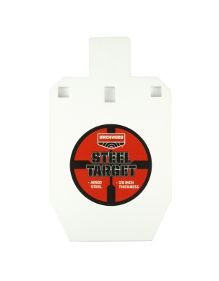 Birchwood Casey AR500 Gong, 1/3 IPSC Silhouette Target, Double Hang Hole, Powder Coat, White