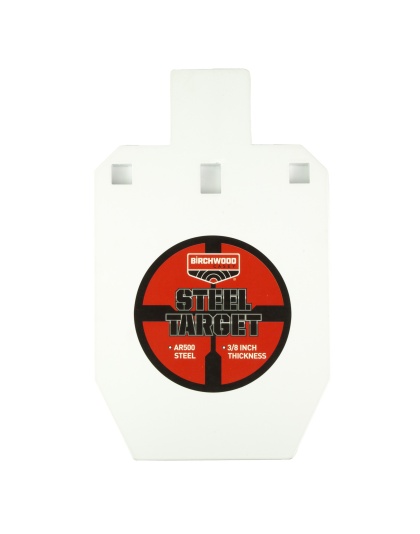 Birchwood Casey AR500 Gong, 1/3 IPSC Silhouette Target, Double Hang Hole, Powder Coat, White