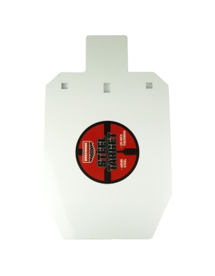 Birchwood Casey AR500 Gong, 2/3 IPSC Silhouette Target, Double Hang Hole, Powder Coat, White