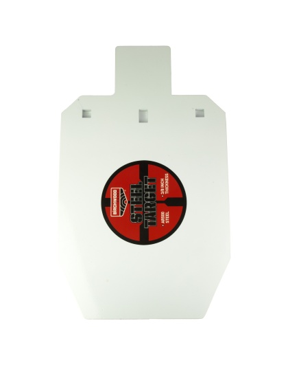 Birchwood Casey AR500 Gong, 2/3 IPSC Silhouette Target, Double Hang Hole, Powder Coat, White
