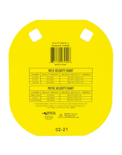 Caldwell AR500, Gong Target, 5", Steel, Yellow