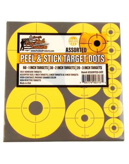Pro-Shot Products Bullseye Target, Assorted 1"/2"/3" Bullseyes, 10 Sheets, Orange/Black