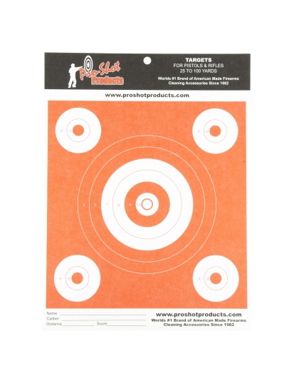 Pro-Shot Products Bullseye Target, 6" Bullseye, 8.5"x 11", 12 Pack, Orange/White