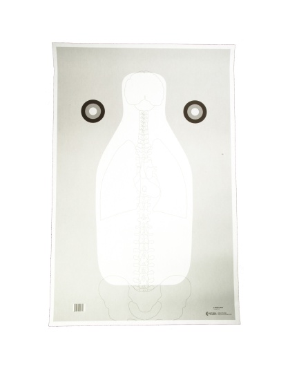 Action Target FBI Q Target w/ Vital Anatomy V2, Training Target, Black, White, and Gray, 23" x 35", 100 Per Box