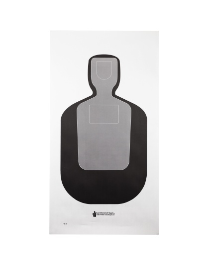 Action Target TQ-19, Standard Qualification Target, 25-Yard Silhouette In Black And Gray, 24"x45", 100 Per Box