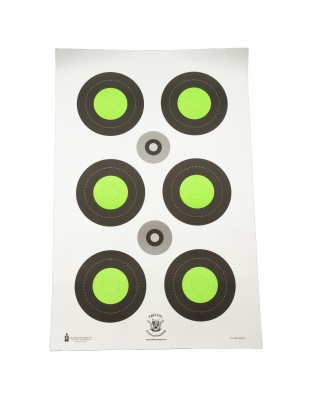 Action Target Trident Concepts Fluorescent Green Bull's-Eye Target, Green and Black, 100 Per Box