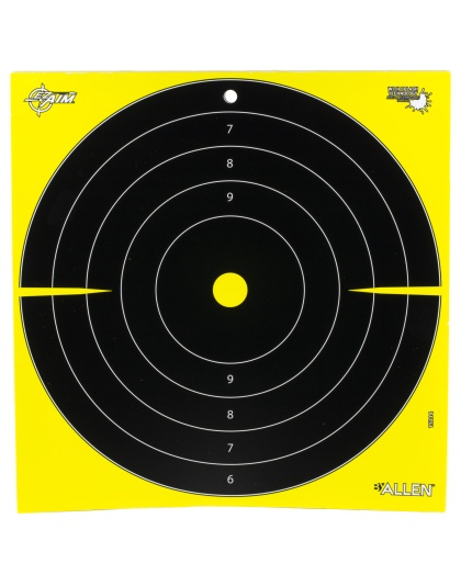 Allen Company EZ AIM Adhesive, Bullseye, 12.5", 30 Pack, Black/Chartreuse