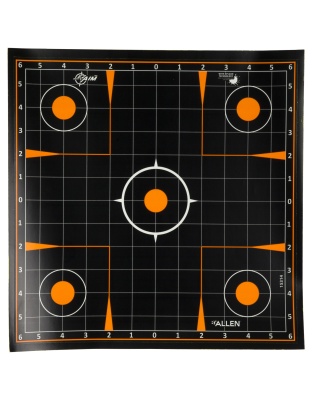 Allen Company EZ AIM Adhesive, Sight-In Grid, 12" Square, 10 Pack, Black/Orange