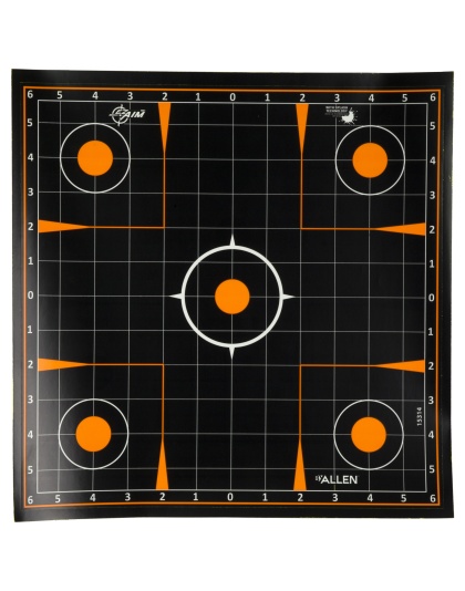 Allen Company EZ AIM Adhesive, Sight-In Grid, 12" Square, 10 Pack, Black/Orange