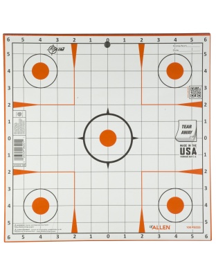 Allen Company EZ AIM Adhesive, Bullseye, 12"x12", 100 Pack, White and Orange