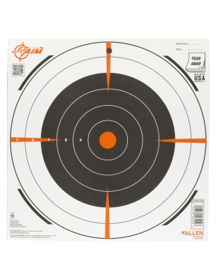 Allen Company EZ AIM Adhesive, Bullseye, 12"x12", 100 Pack, White and Orange