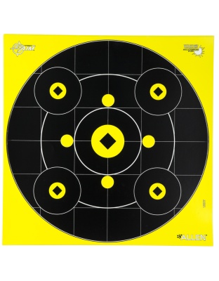 Allen Company EZ AIM Adhesive, Bullseye, 12" x 12", 12 Pack, Black/Chartreuse