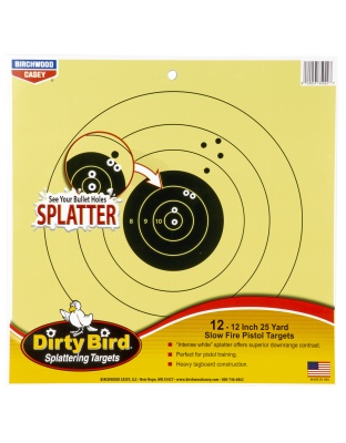 Birchwood Casey Dirty Bird, 12" 25 Yard Slow Fire Pistol Target, 12 Targets