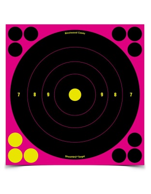 Birchwood Casey Shoot-N-C Target, Bullseye, 8", 6 Targets, Pink