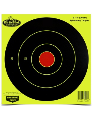Birchwood Casey Dirty Bird Target, Bullseye, 8", 8 Targets, Yellow