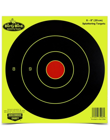 Birchwood Casey Dirty Bird Target, Bullseye, 8", 8 Targets, Yellow