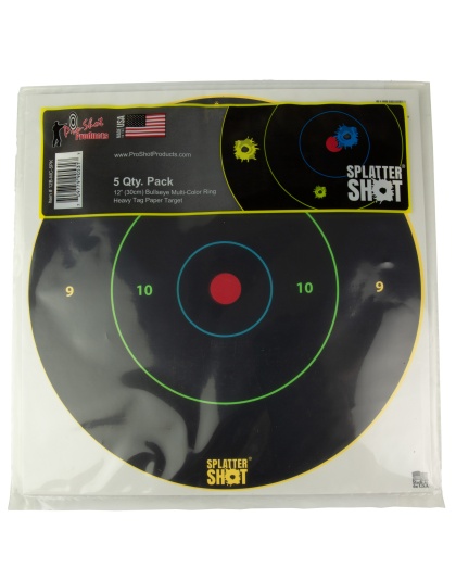 Pro-Shot Products Bullseye Target, 12" Bullseye, Adhesive Target, 5 Pack, Multi Color Rings