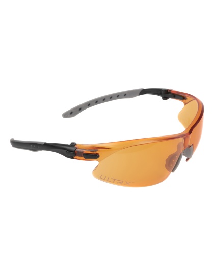 Allen Company ULTRX Keen Safety Glasses, Anti-fog/Anti-scratch, Black/Amber Frame, Amber Lens
