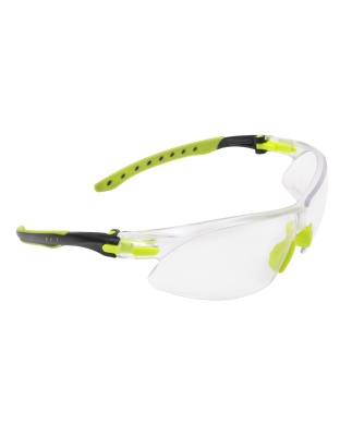 Allen Company ULTRX Keen Safety Glasses, Compact, Anti-fog/Anti-scratch, Black/Lime Green Frame, Clear Lens